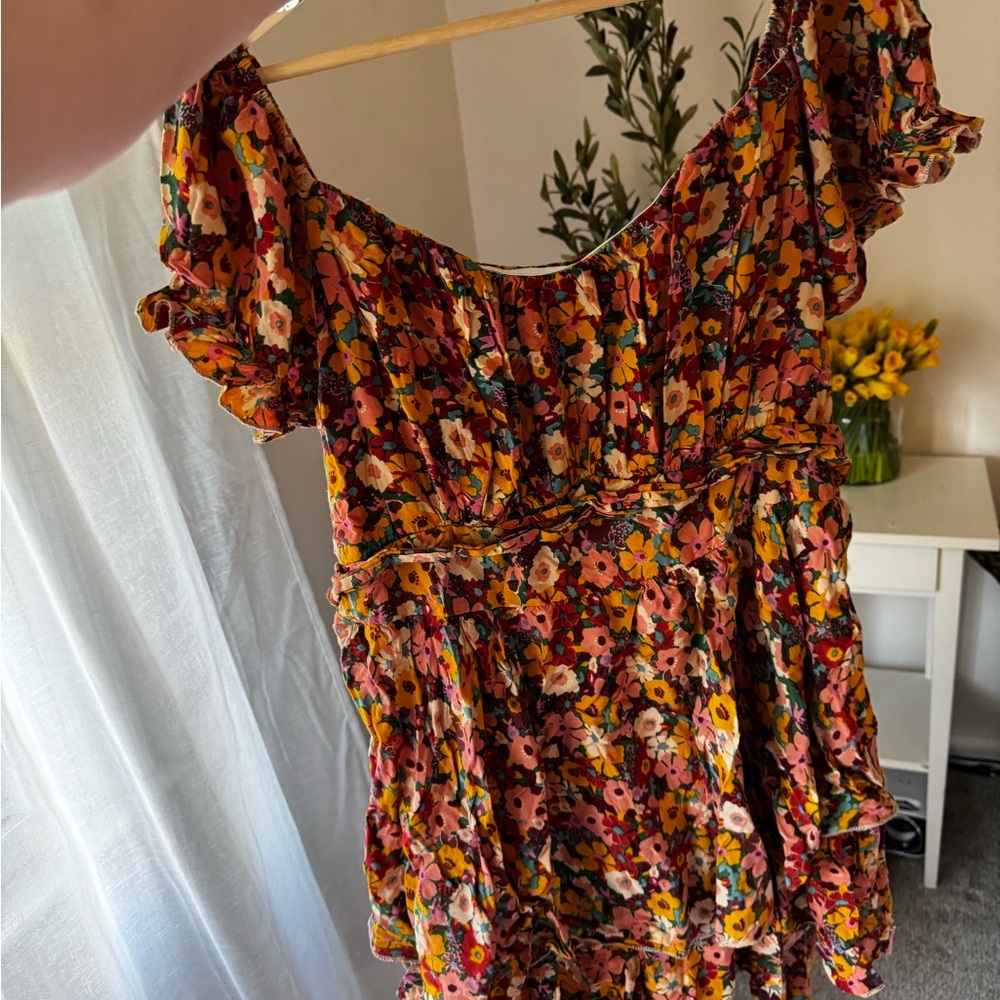 Floral Ruffle Sleeve Women's Top